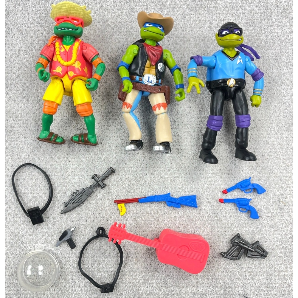 TMNT 5" Action Figure Teenage Mutant Ninja Turtles Lot Beach Bum Mickey Cowboy